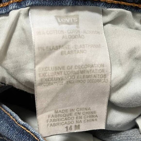 LEVI'S 505 Gold Stitch Straight Leg Distressed Jeans in Dark wash SZ 10 - Picture 9 of 11